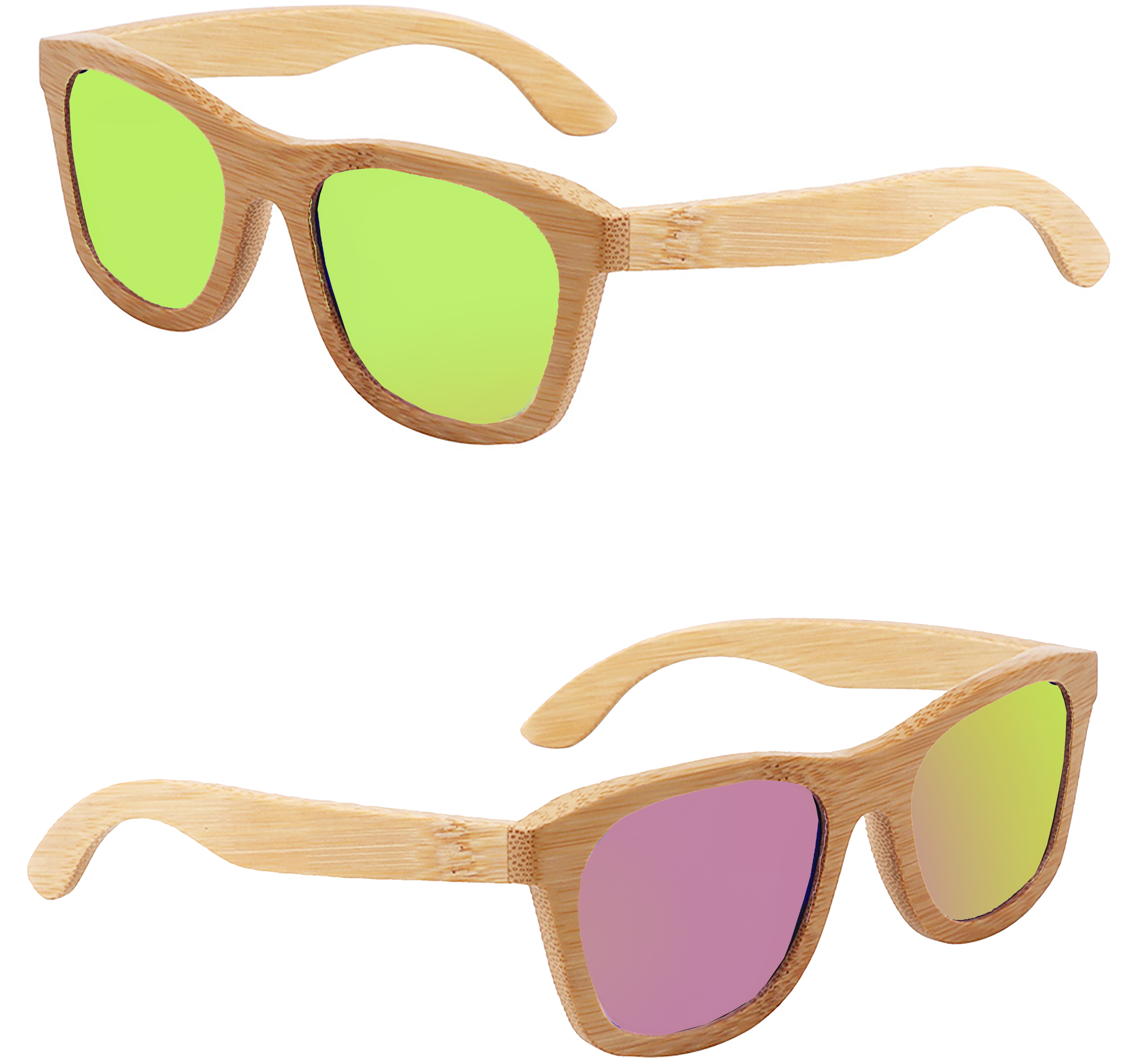 Bamboo Mirrored Lenses Promotional Sunglasses w/ Temple Imprint 9