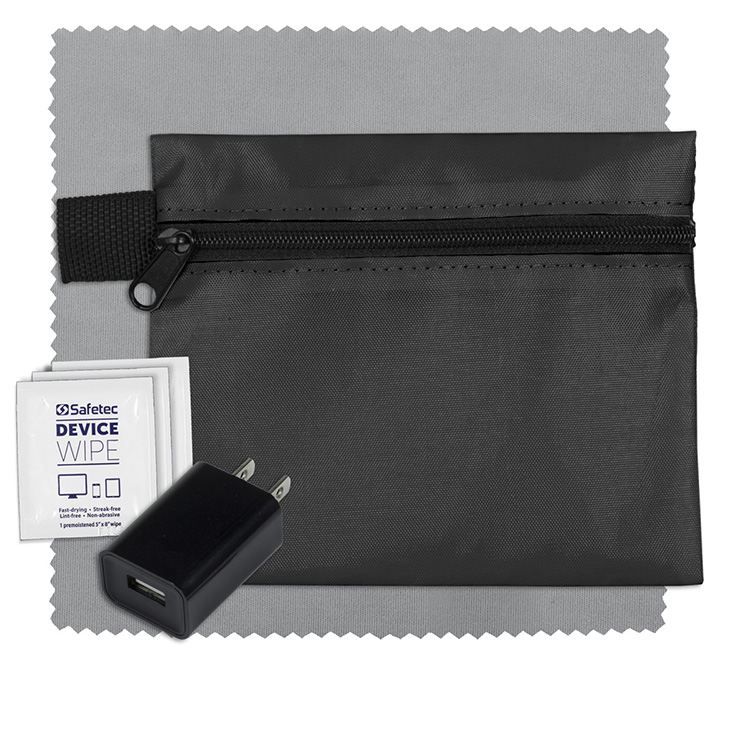 "TECHPACK" Tech Hom and Travel Kit with Microfiber Cleaning Cloth and US Wall Charger 14