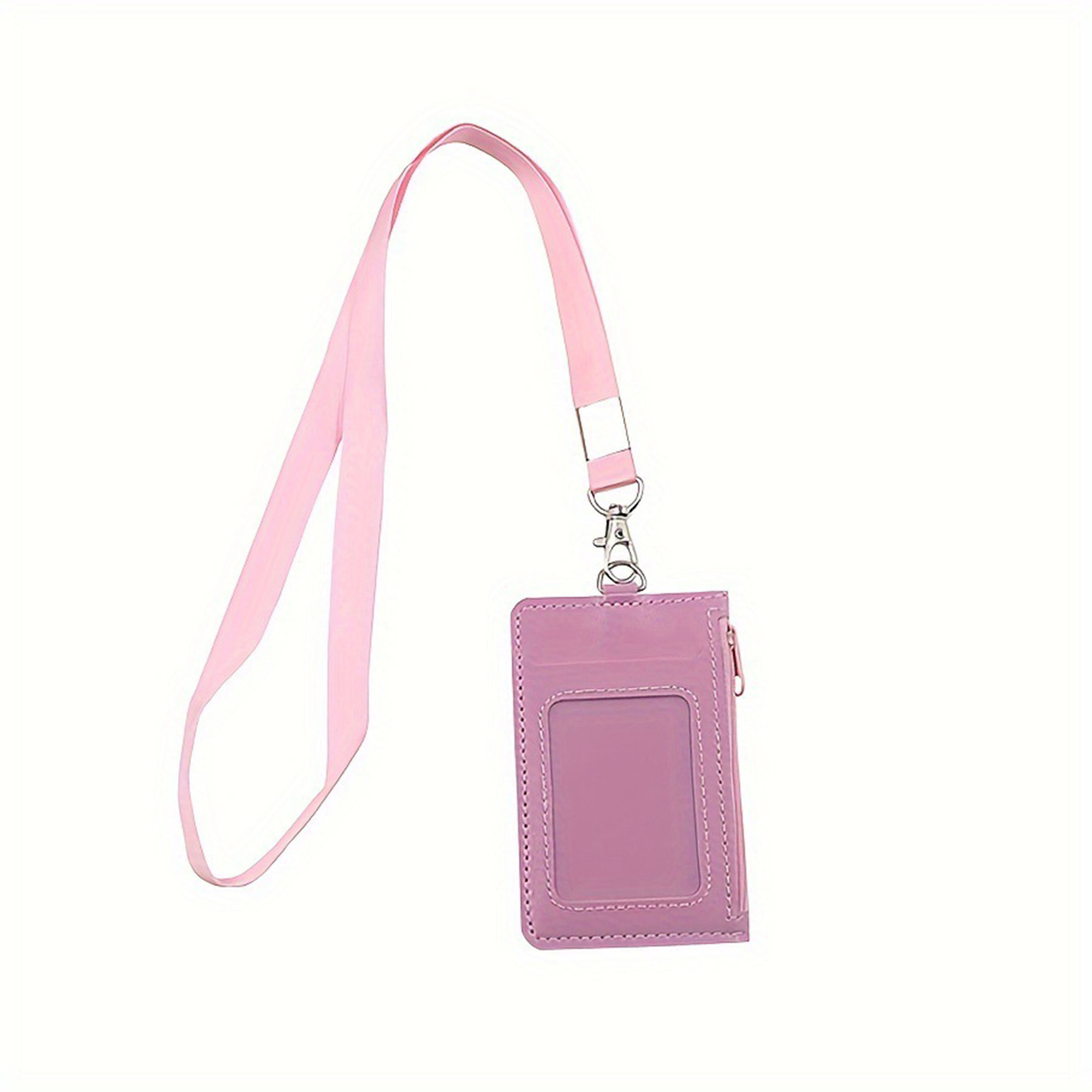 Polyurethane Leather Zipper Card Holder With Lanyard 7