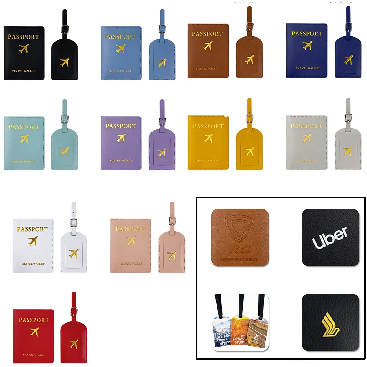 Travel PU Document Passport Storage Wallet with Baggage Tag 3