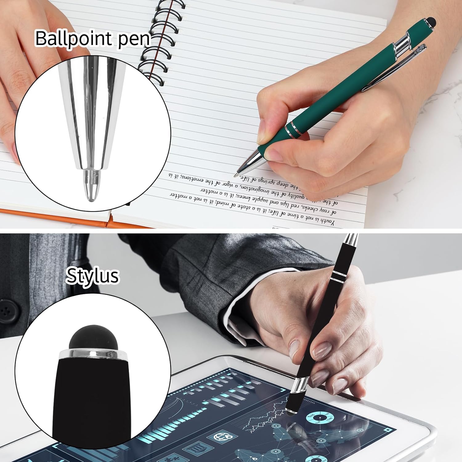 2-in-1 Stylus Retractable Ballpoint Pen with Stylus tip 6