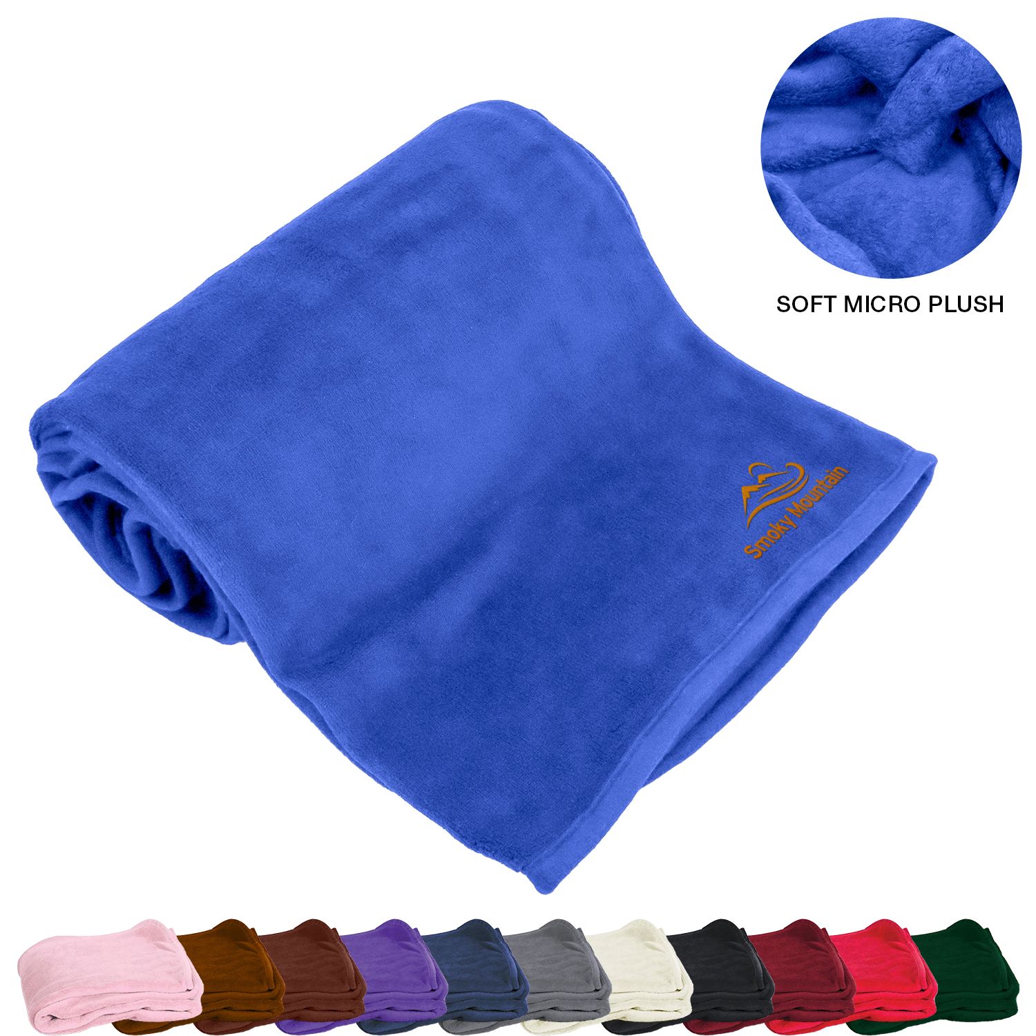 Soft Micro Plush Blankets w/ Custom Imprint, USA Decorated (50" x 60") 2