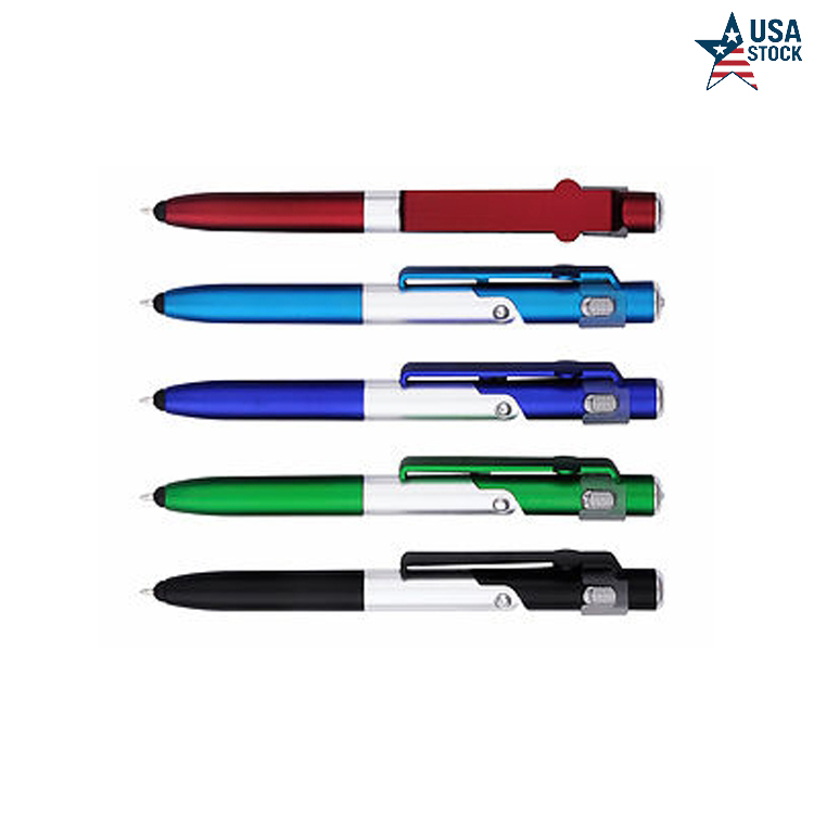 4-in-1 Ballpoint Pen with LED Light, Stylus & Built-In Phone Stand 1