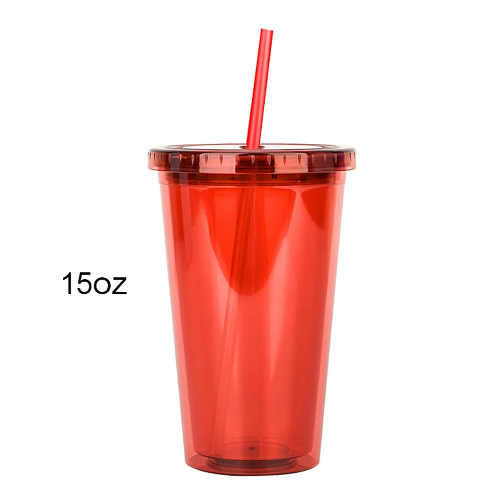 Double Plastic Cups with Lids and Straws 8