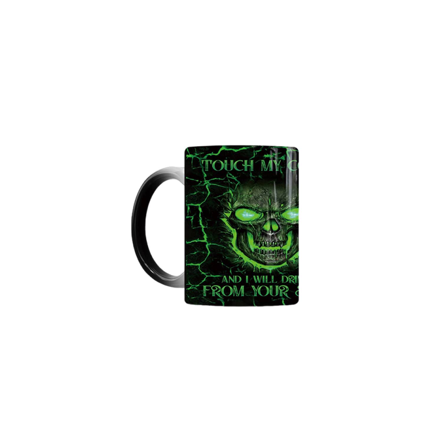13oz Heat Sensitive Color Changing Ceramic Skull Design Mug 12