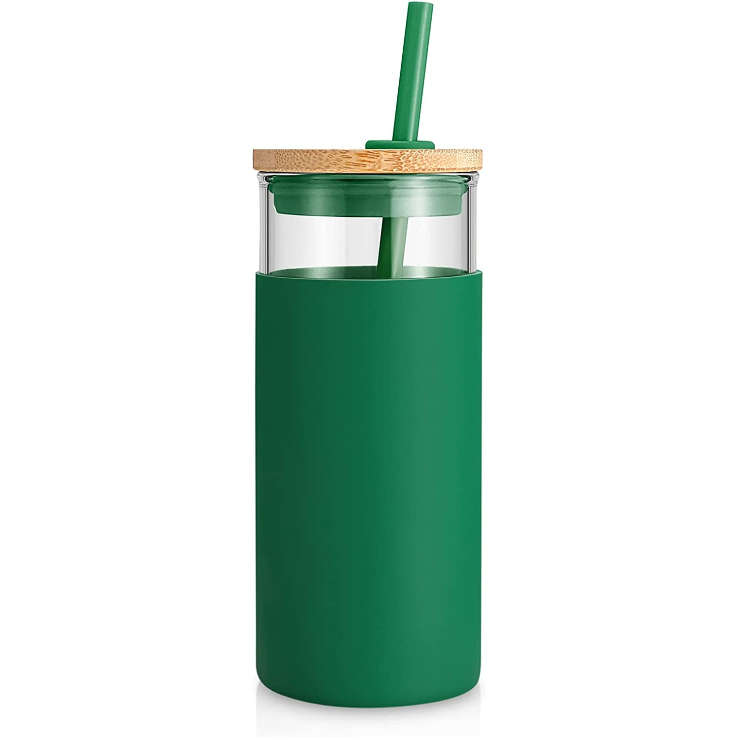 20Oz Glass Tumbler Straw Silicone Protective Sleeve Bamboo Lid - Bpa Free 3
