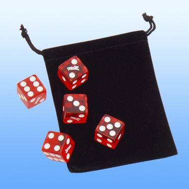 5 DICES IN VELVET DRAWSTRINGPOUCH 1