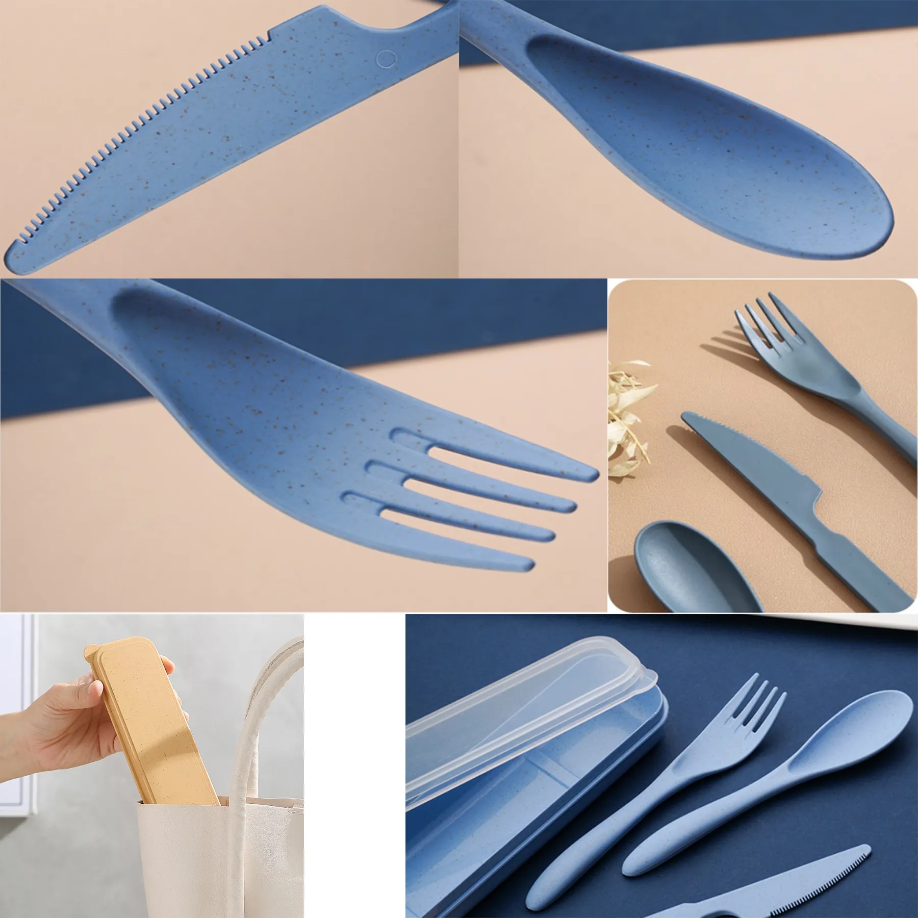 Eco-Friendly 3-in-1 Wheat Straw Utensil Set 12