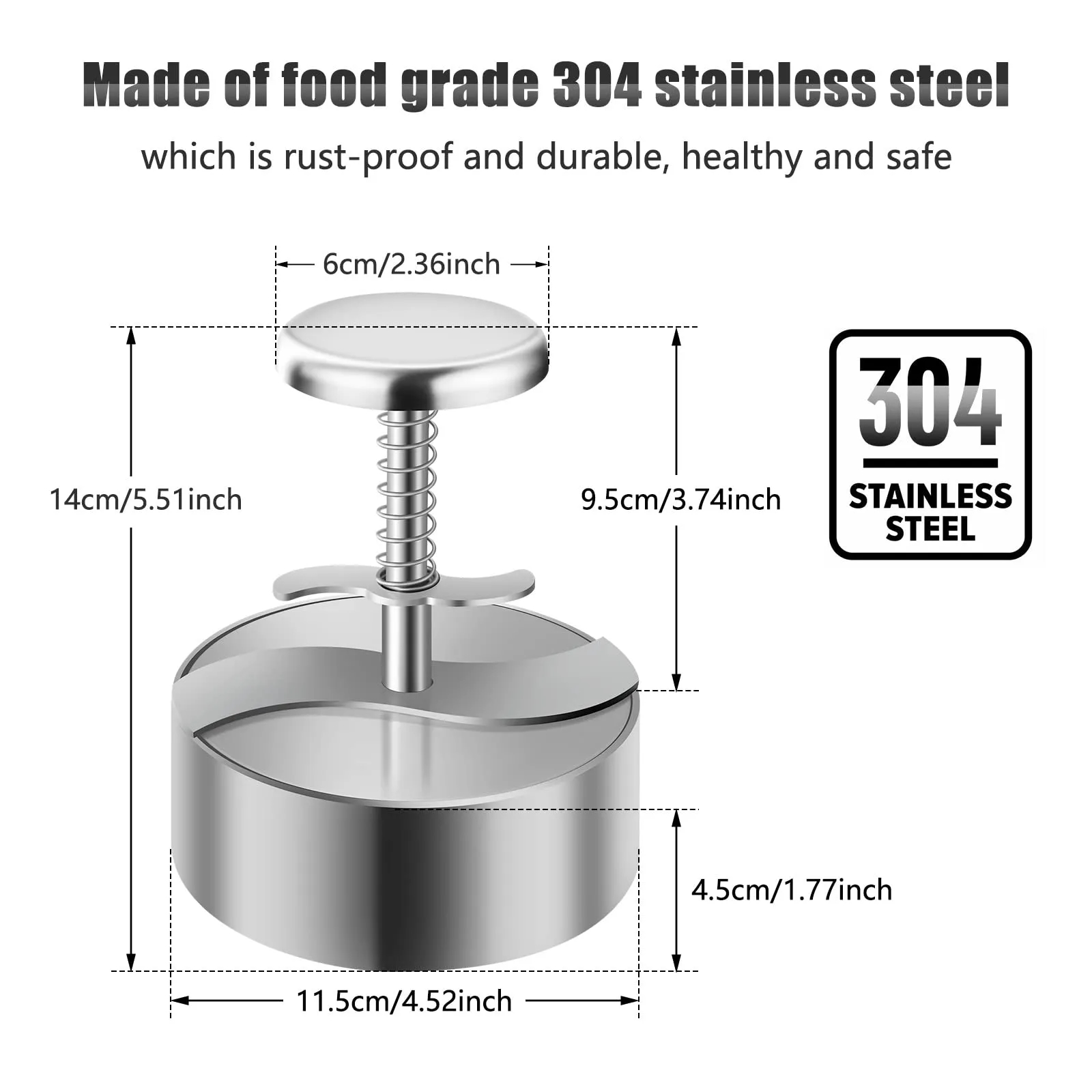 Stainless Steel Adjustable Hamburger Patty Maker 5