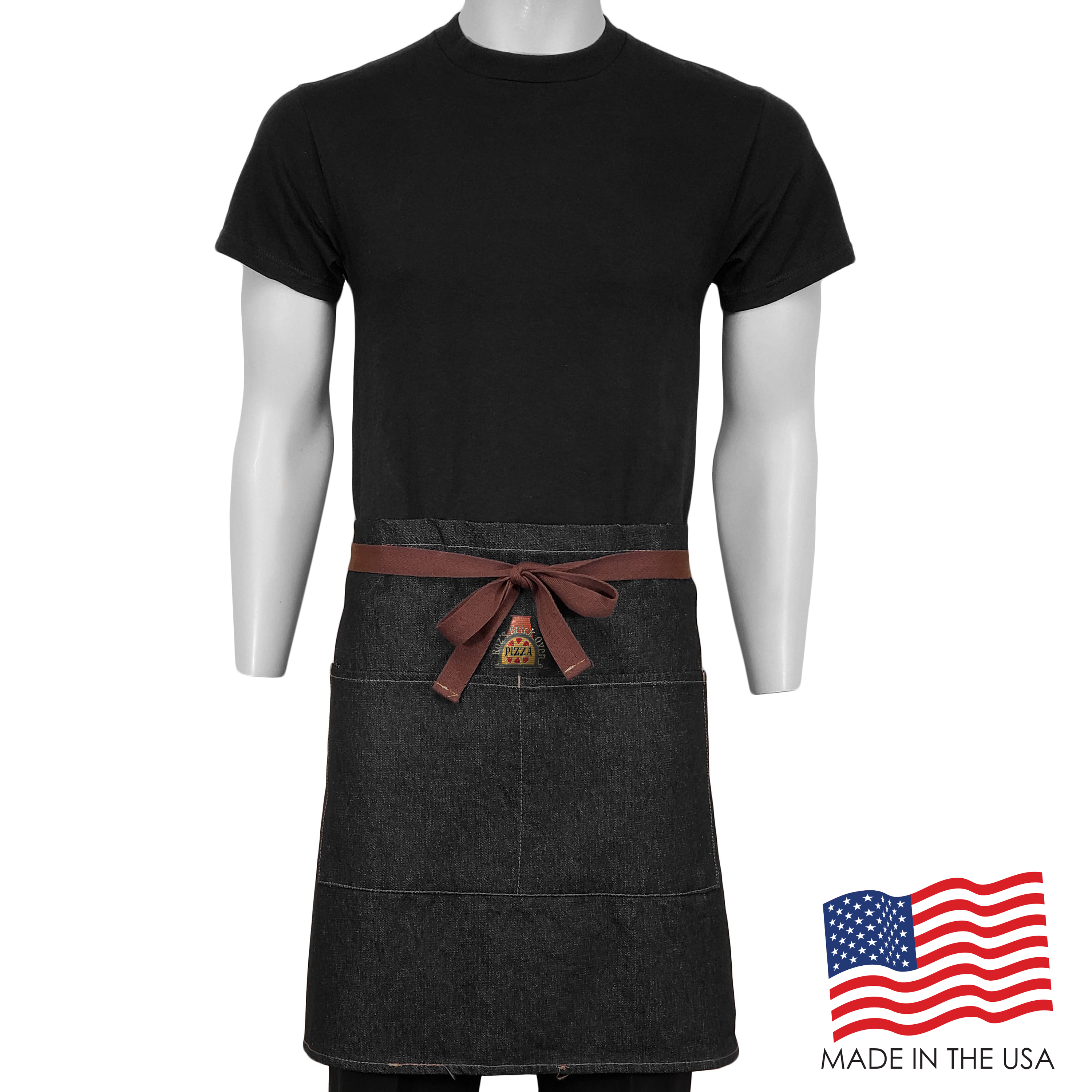 28 in. x 19 in. Denim Half Bistro Apron with Pockets (Embroidered Logo) 1
