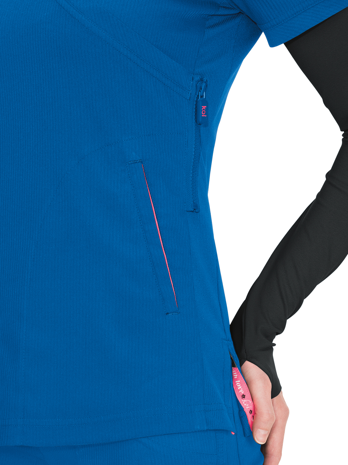 koi - Lite - Women's Three-Pocket Mock-Wrap Philosophy Top 1