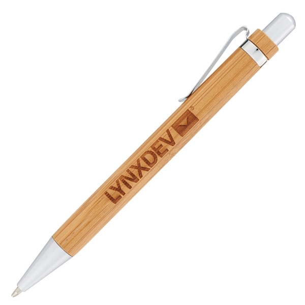 BAMBOO BALLPOINT PEN WITH METAL TRIMS 2