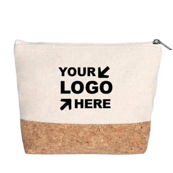 Canvas Cork Cosmetic Makeup Bag With Zipper 6
