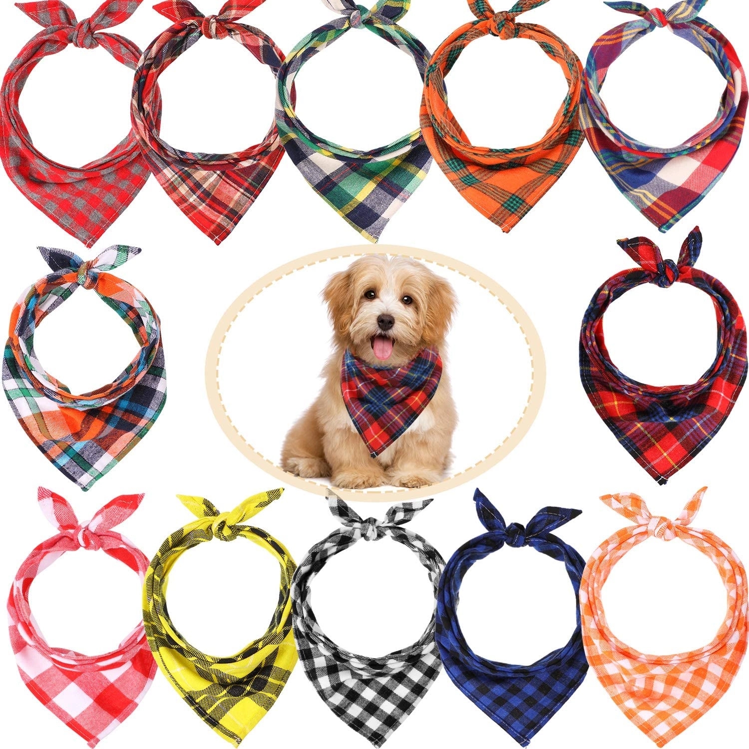 Large Solid Full Color Dog Triangle Bandanna 1