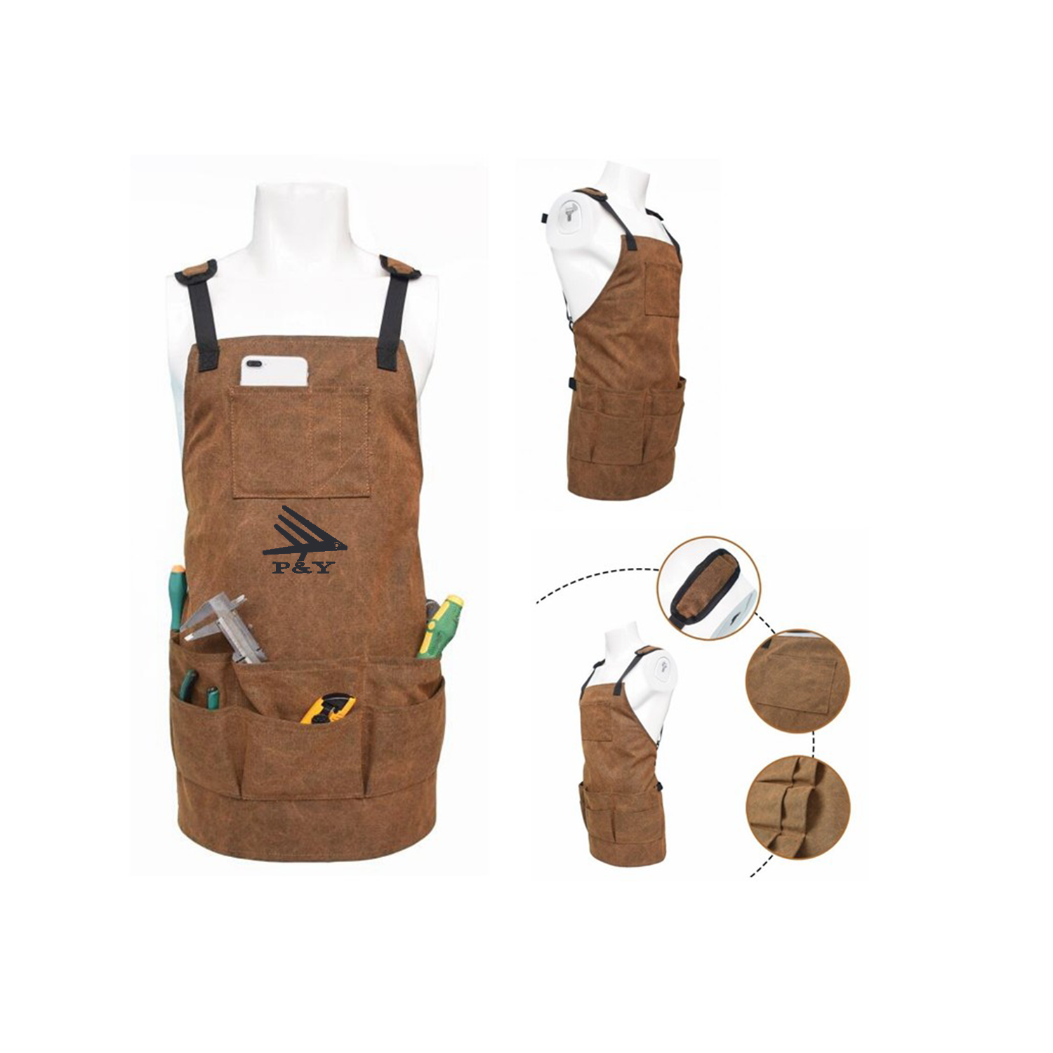 Multi-Pocket Canvas Tool Apron for Household Gardening 2