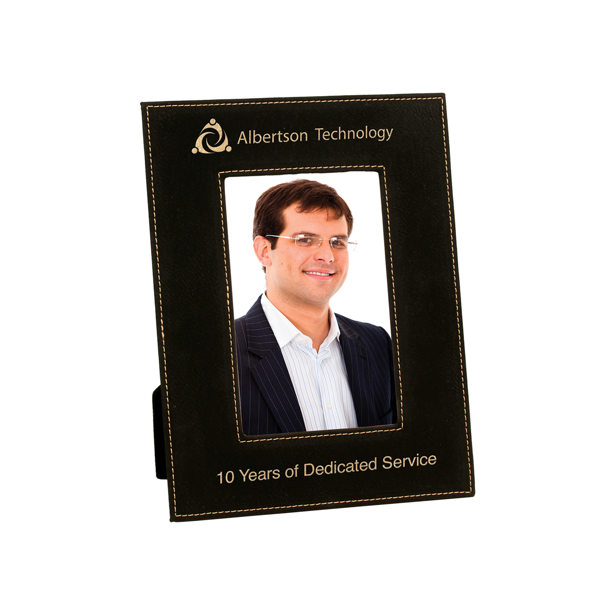 4" x 6" Black & Gold Leatherette Photo Frame