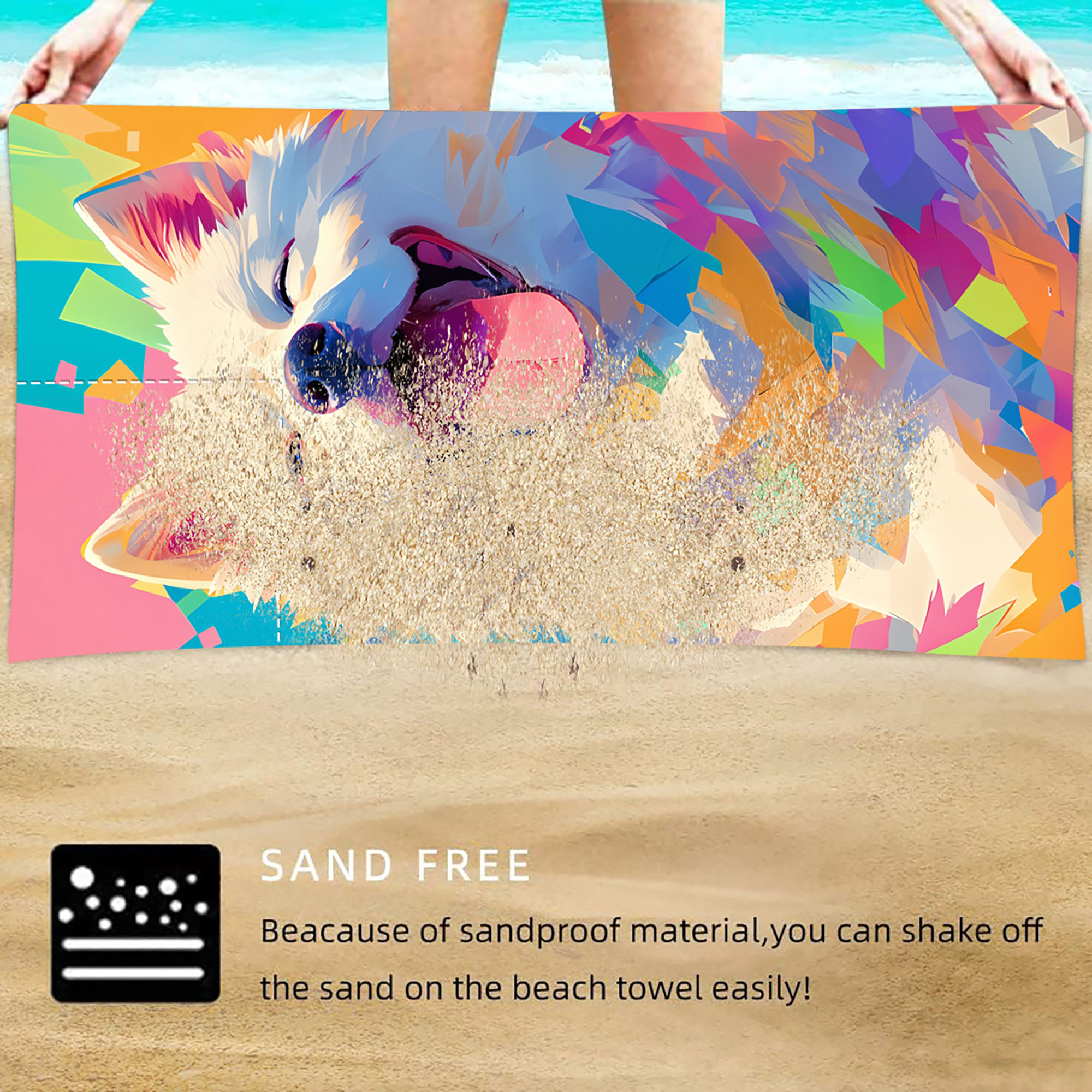 2 in 1 Foldable Microfiber Beach Towel Backpack 5