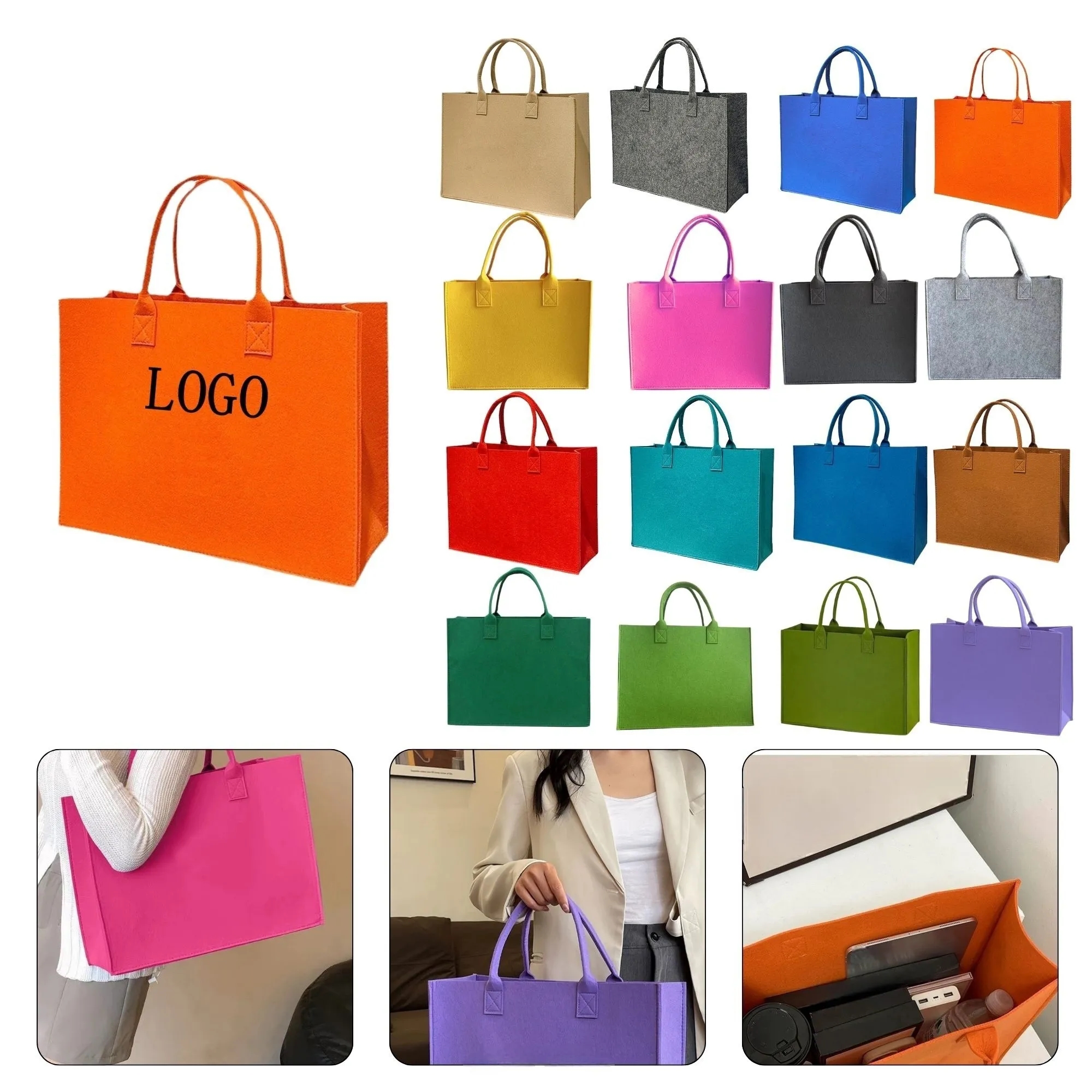 Large Felt Ladies Tote Bag 12