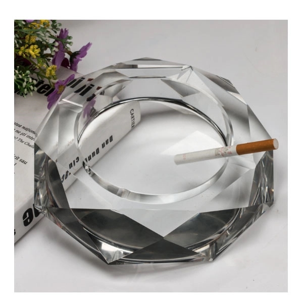 Large Octagon Crystal Ashtray - 7.1" 6