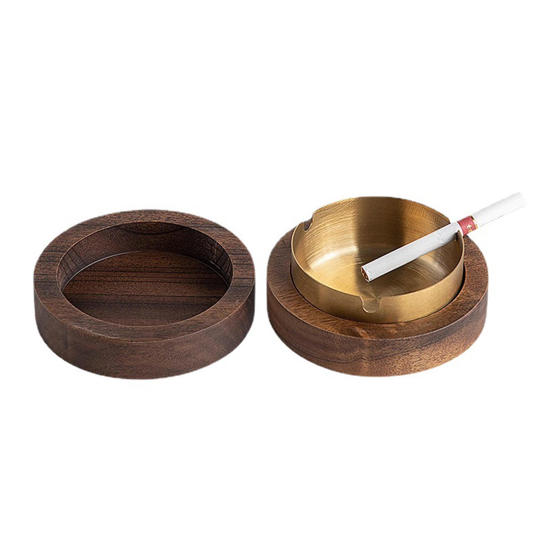 Windproof Wooden Stainless Steel Ashtray with Lid 4