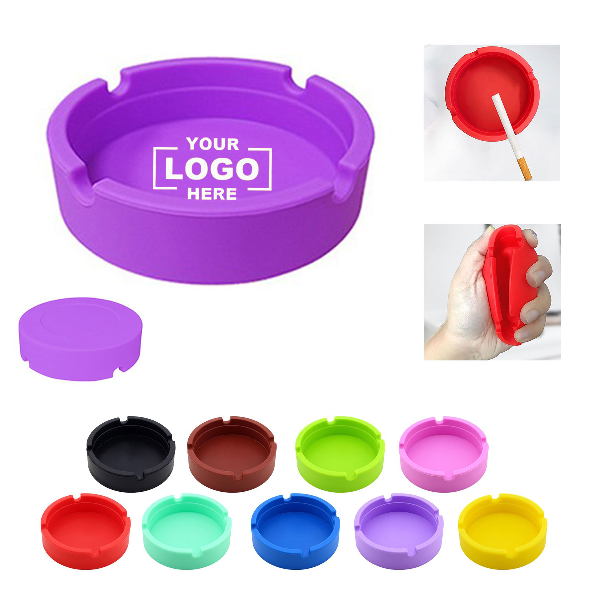 Travel-Friendly Silicone Round Ashtray 7