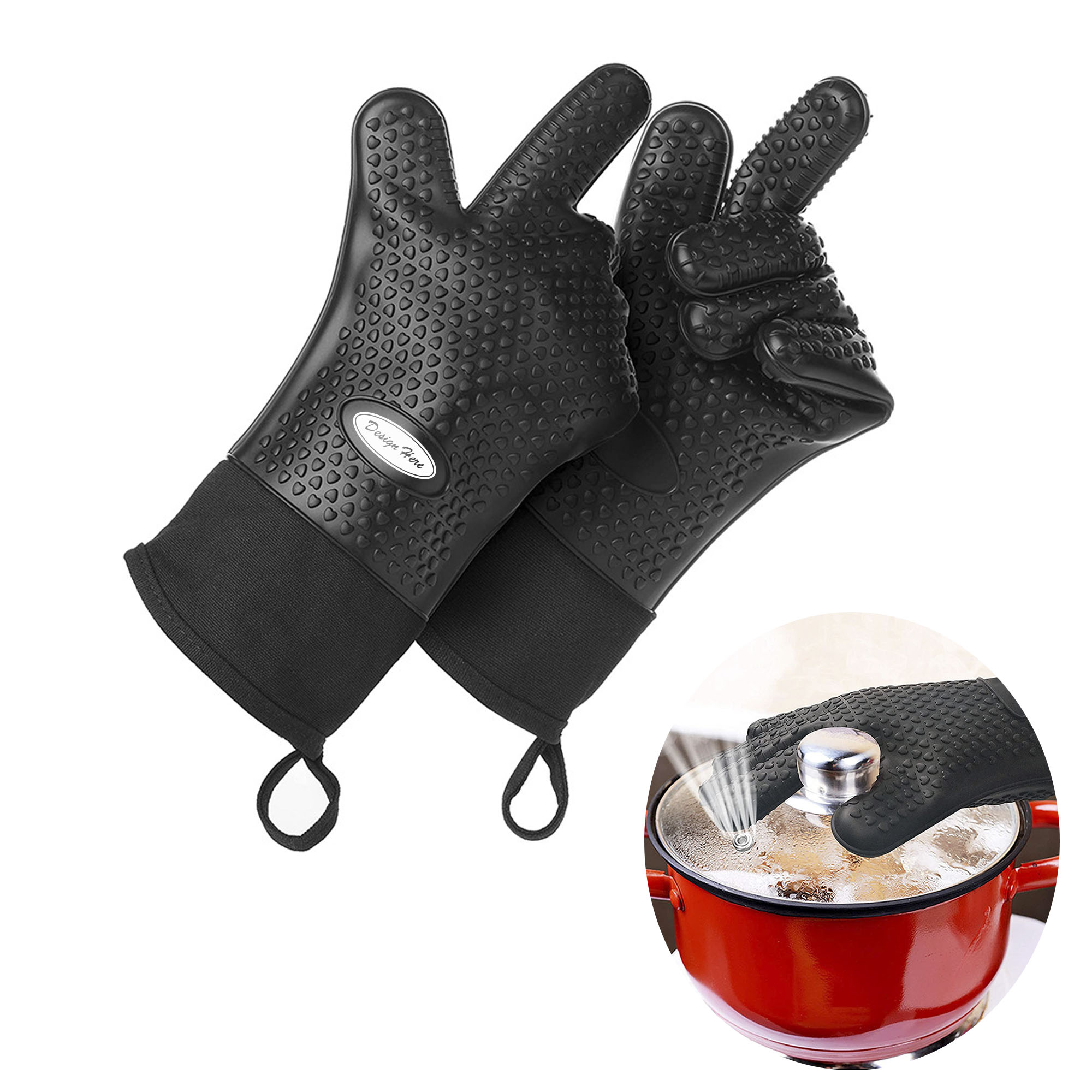 Heat-Resistant Silicone Oven Mitts for Safe Cooking 2