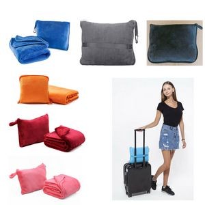 2 In 1 Airplane Blanket With Soft Bag 1
