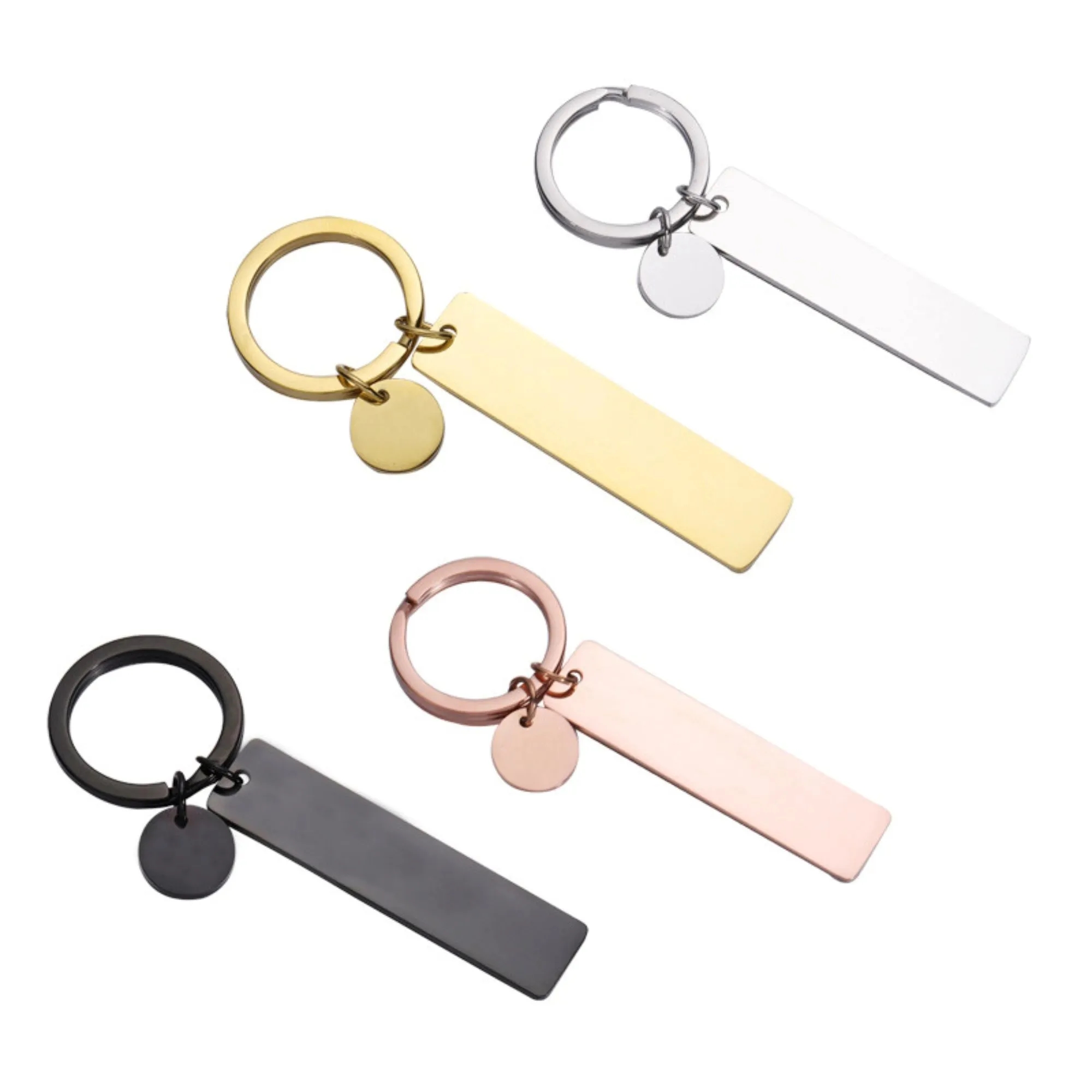 Mirrored Stainless Steel Strip Accessory Keychain 5