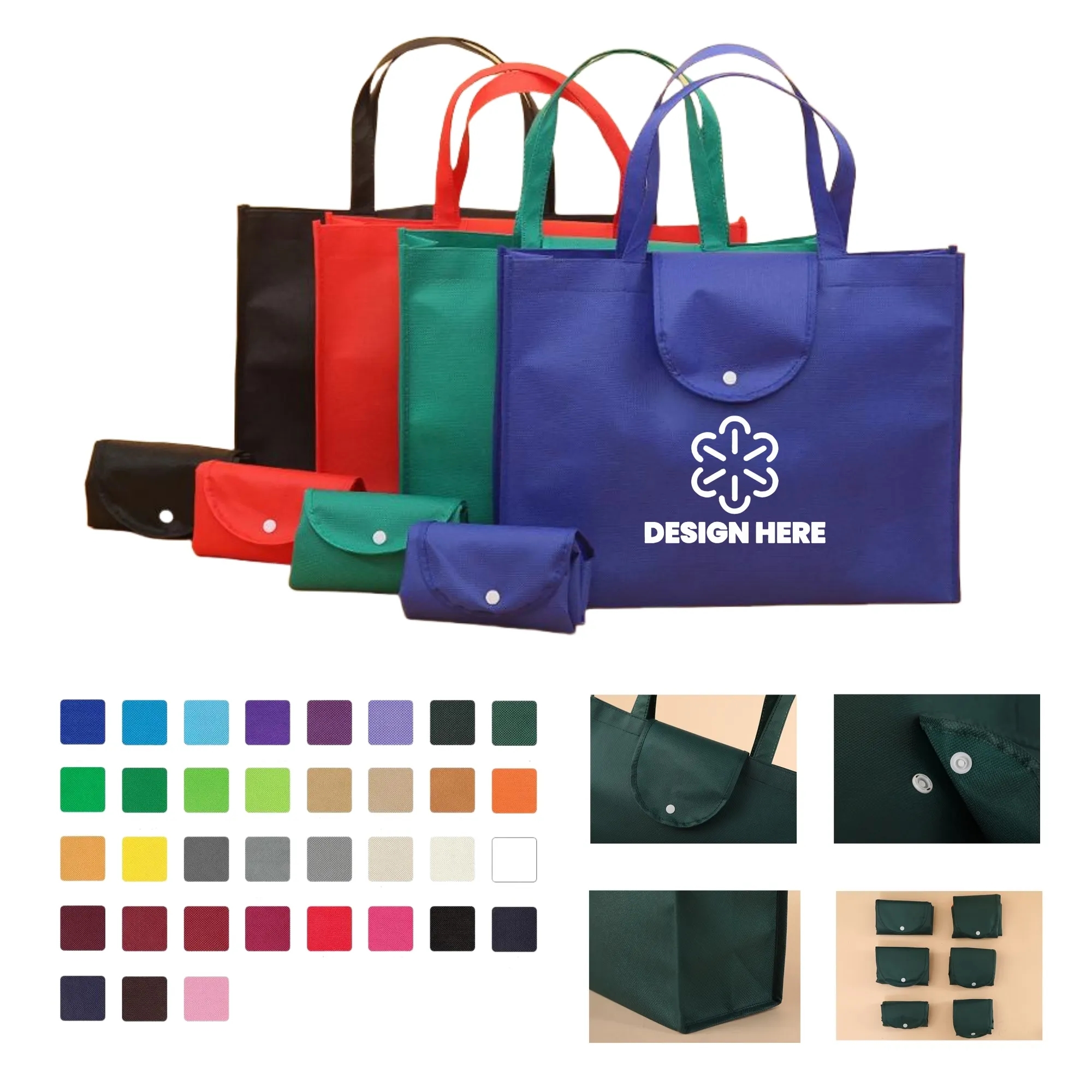 Non-Woven Grocery Tote Bag Foldable Custom Color