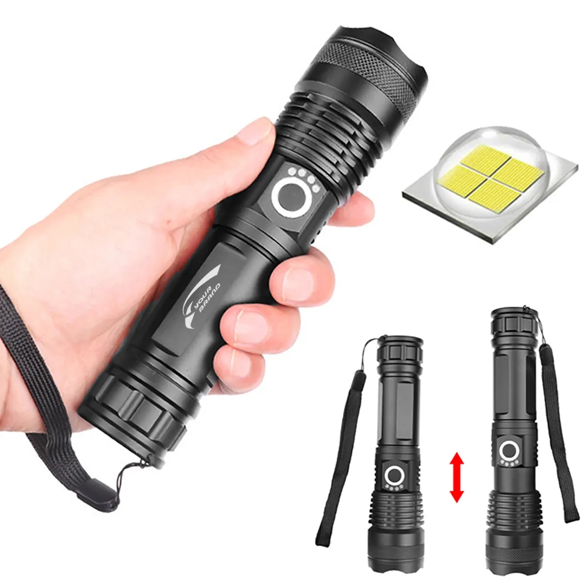LED Outdoor Zoomable Tactical Rechargeable Flashlight Torch 2