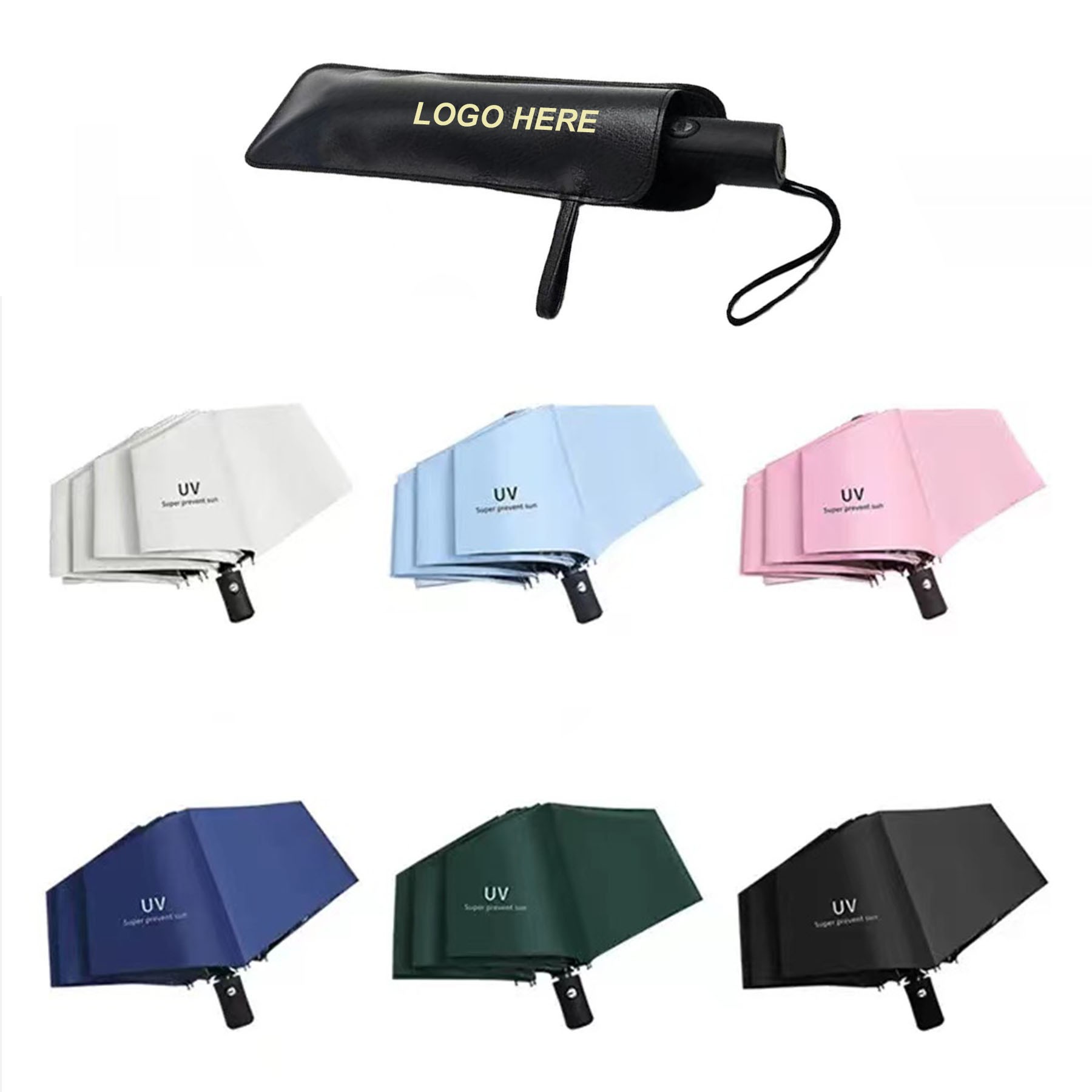 Automatic Folding Umbrella With Leather Bag 5