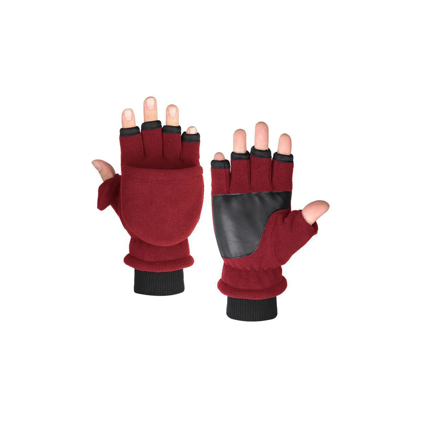 Convertible Flip Top Mittens Fingerless Thermal Gloves 3