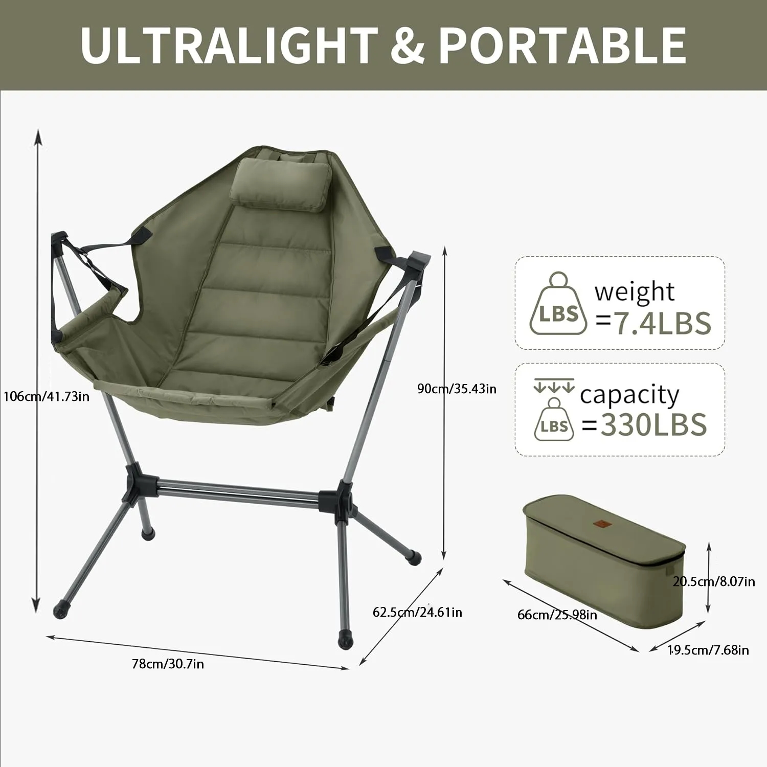 Folding Outdoor Camping Chair with carry Bag and Cup Holder 6