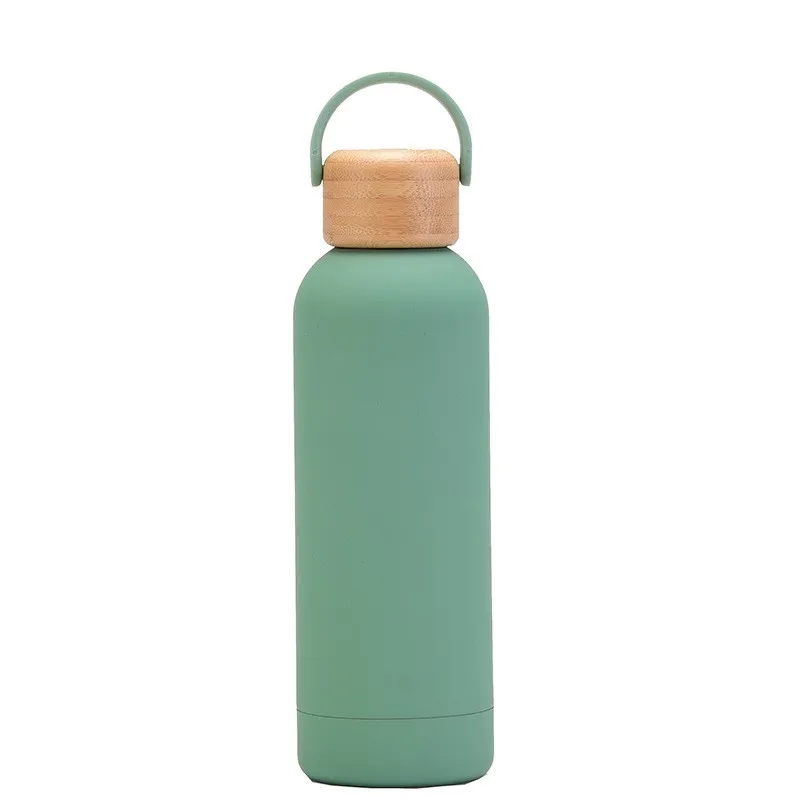 17 Oz Stainless Steel Water Bottle With Bamboo Lid 17