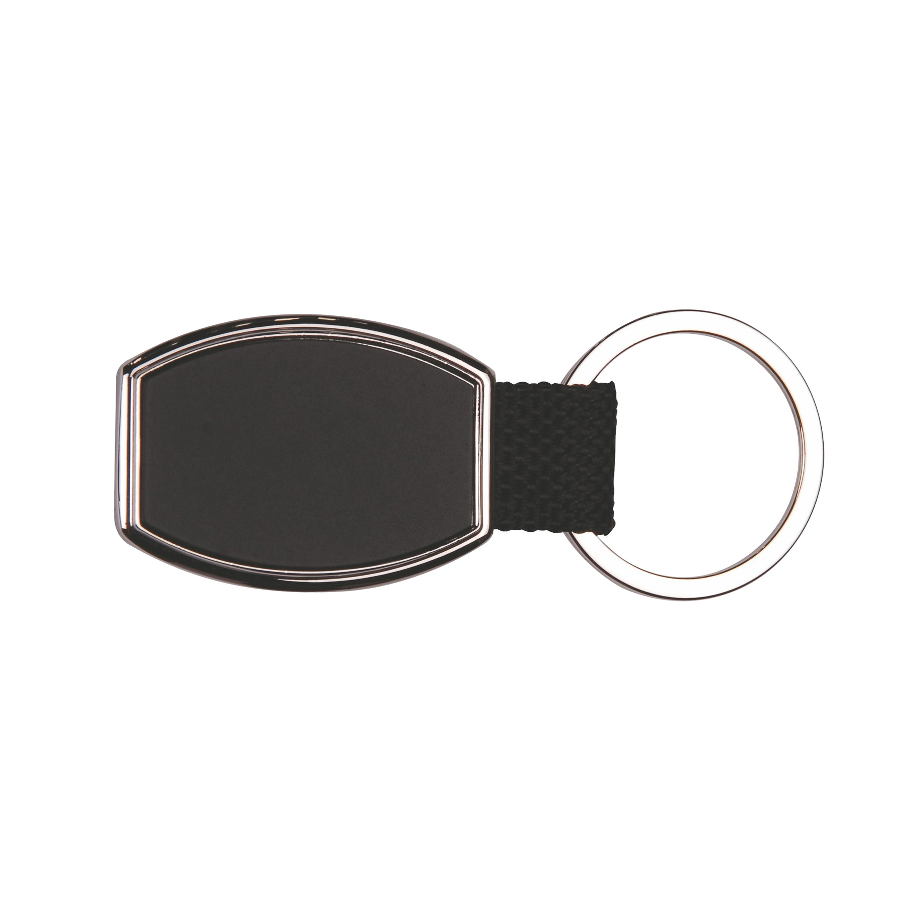OVAL METAL KEY CHAIN W/ DARK REFLECTIVE CENTER 3