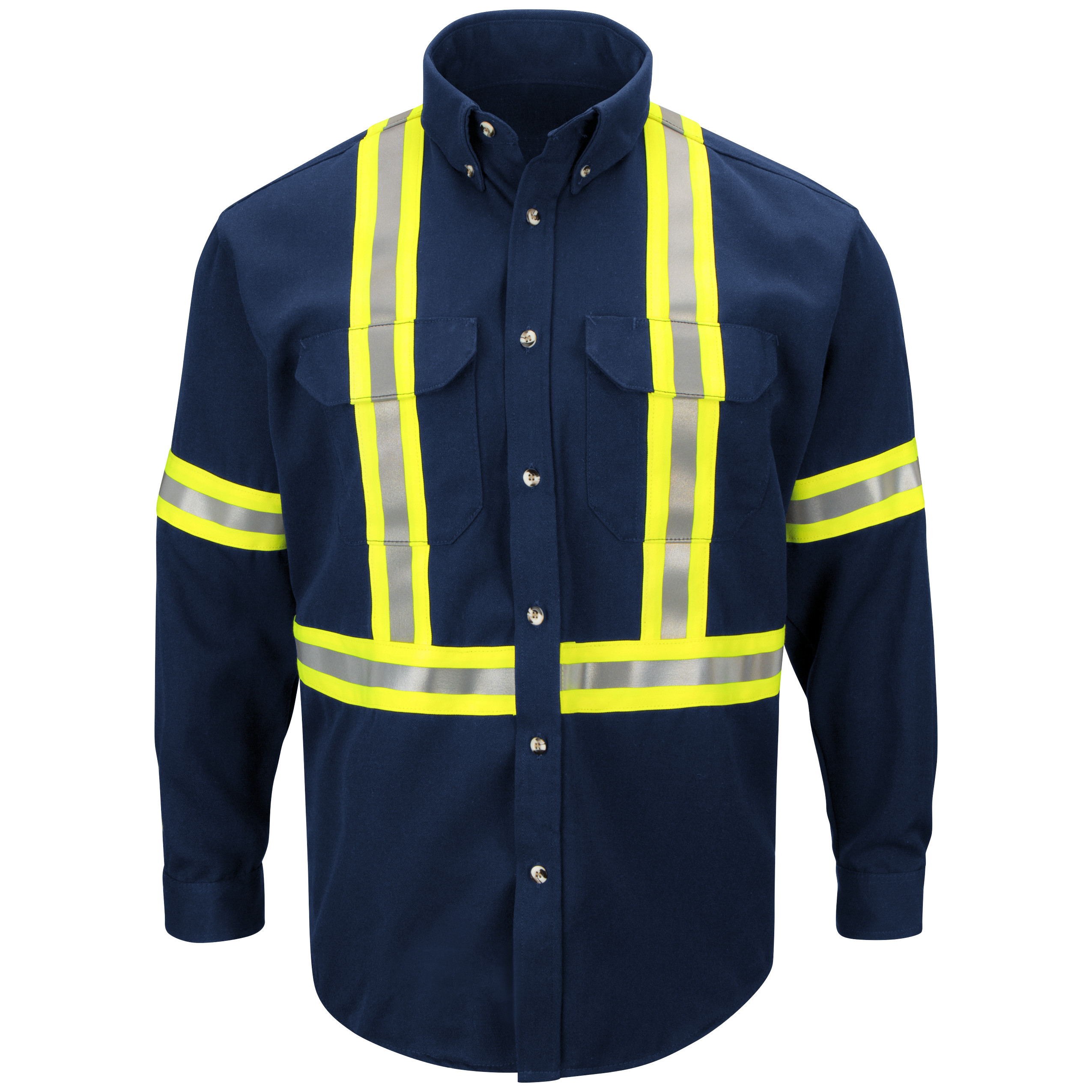 Bulwark® Men's Midweight FR Enhanced Visibility Uniform Shirt with Reflective Trim 1