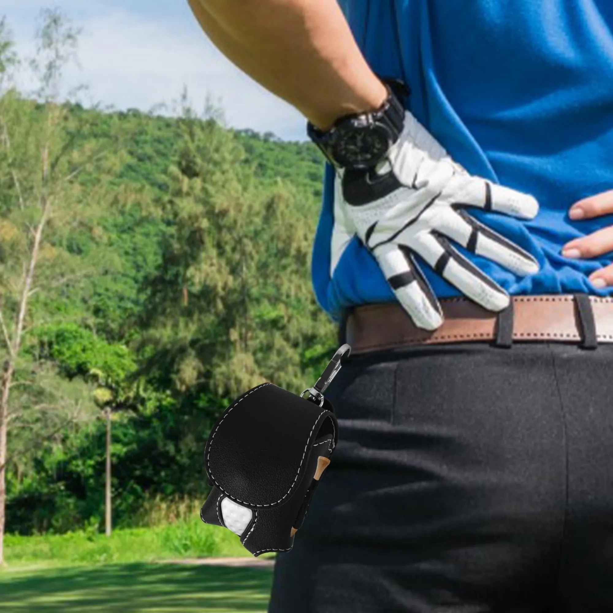 Personalized Leather Golf Ball Pouch Bag 10