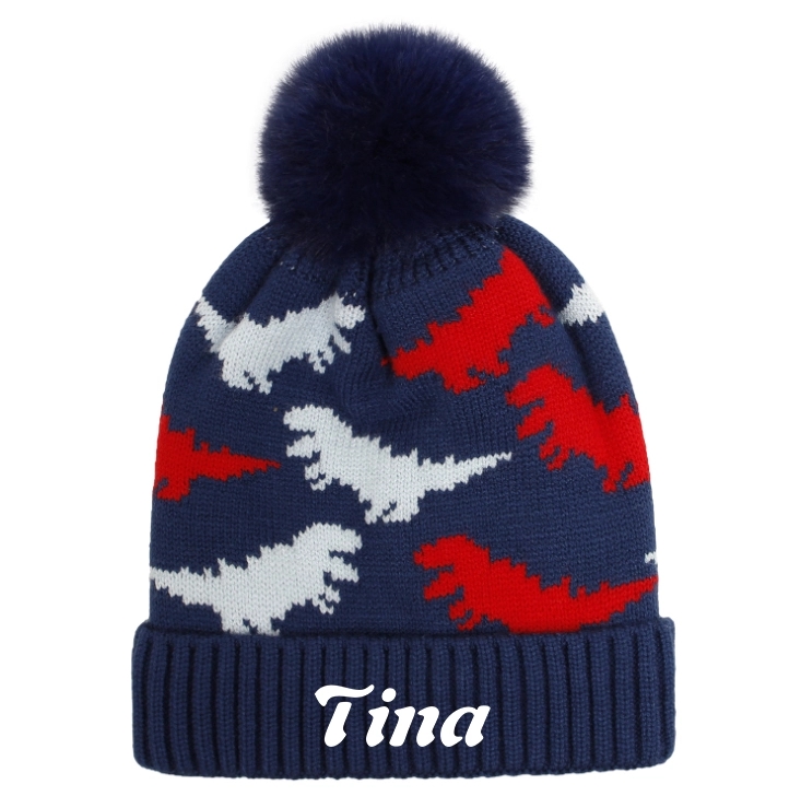 Baby Knitted jacquard hat Pom Beanie With Cuff 2