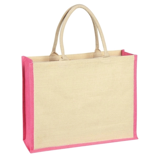 Jute Tote Bag With Front Pocket, custom tote bag with logo imprint 1