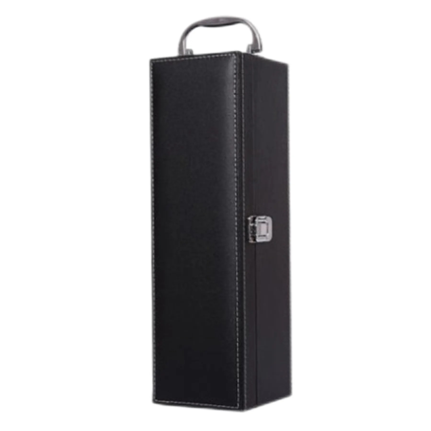 Single Wine Leather Box W/ Handle 3