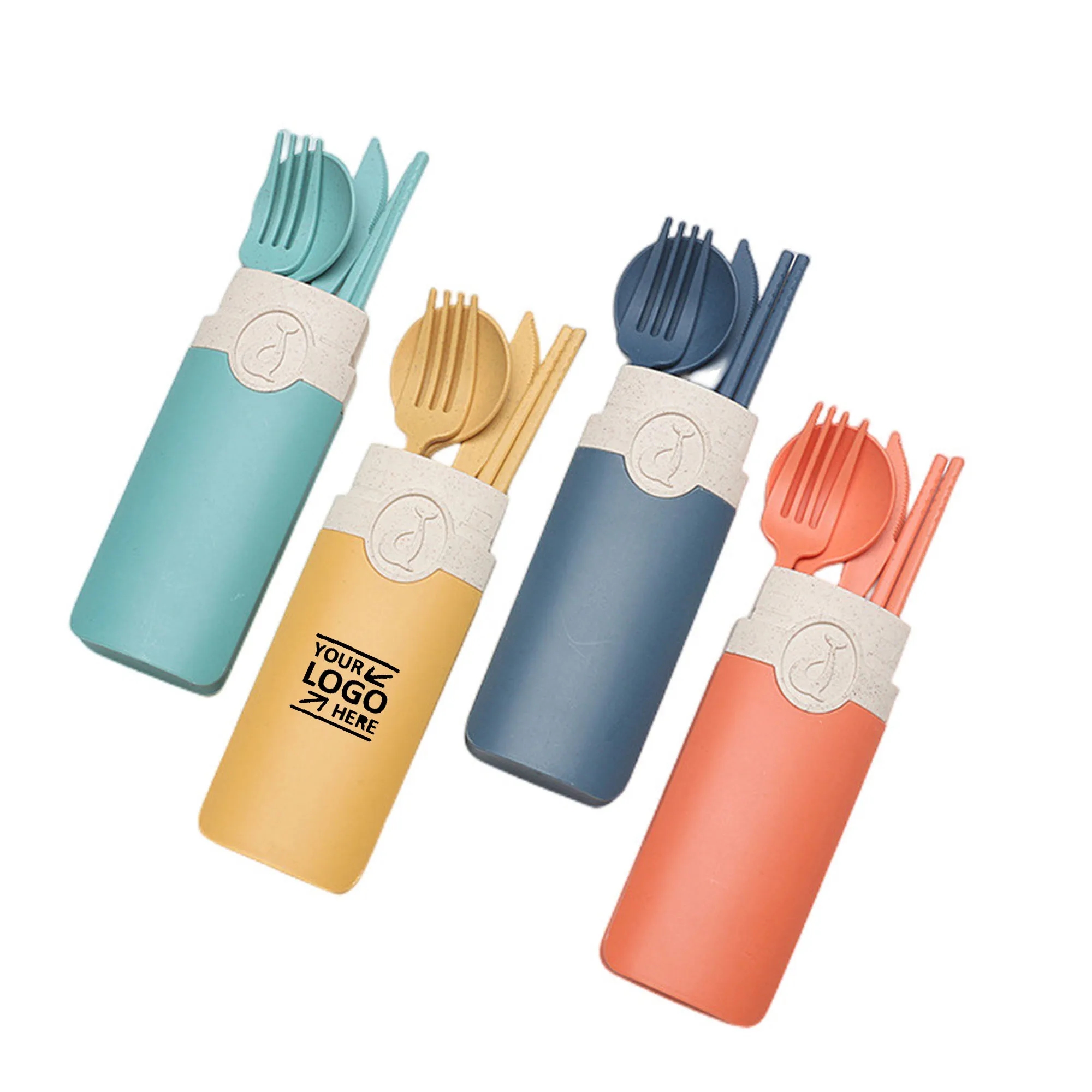 Reusable Wheat Straw Spoon Fork Chopsticks Tableware Set