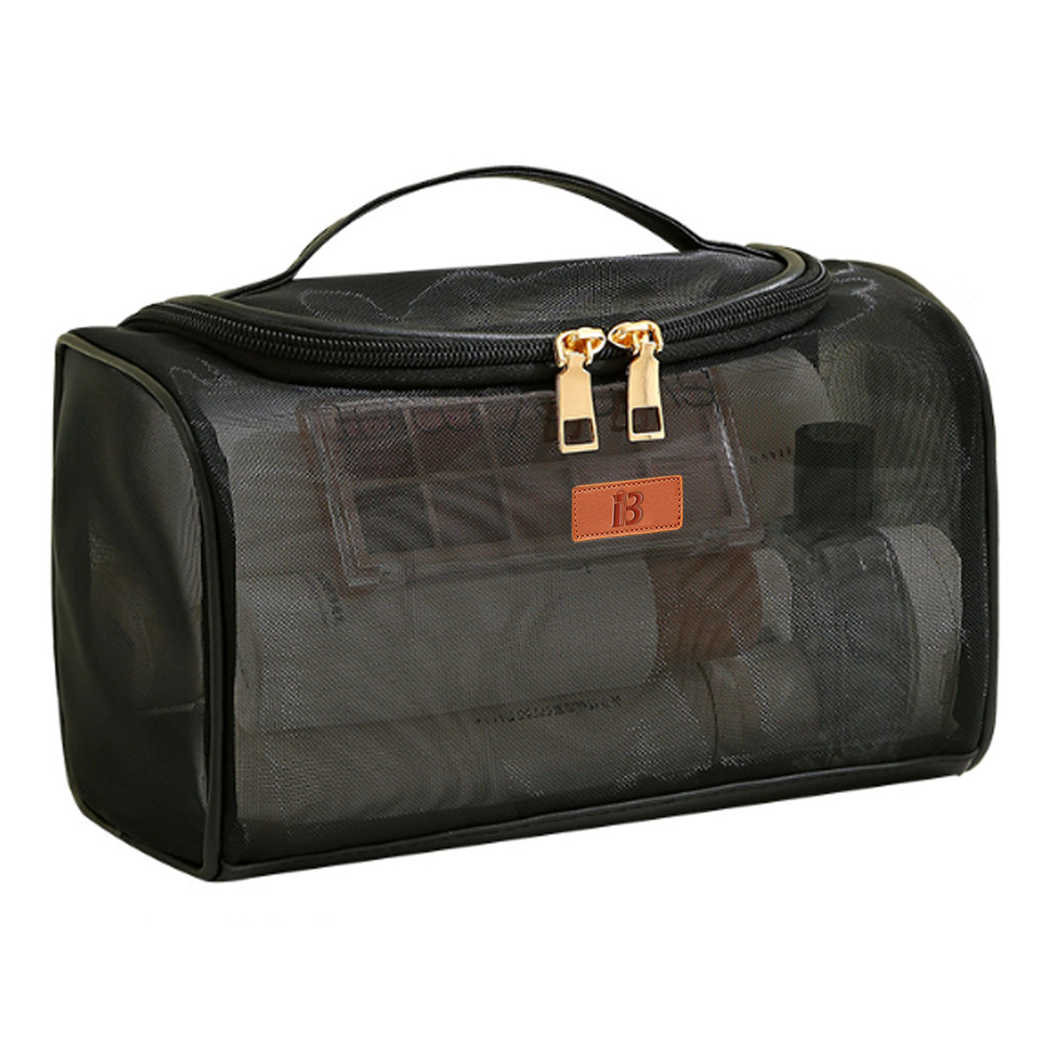 Large Capacity And Black Waterproof Mesh Makeup Bag 2