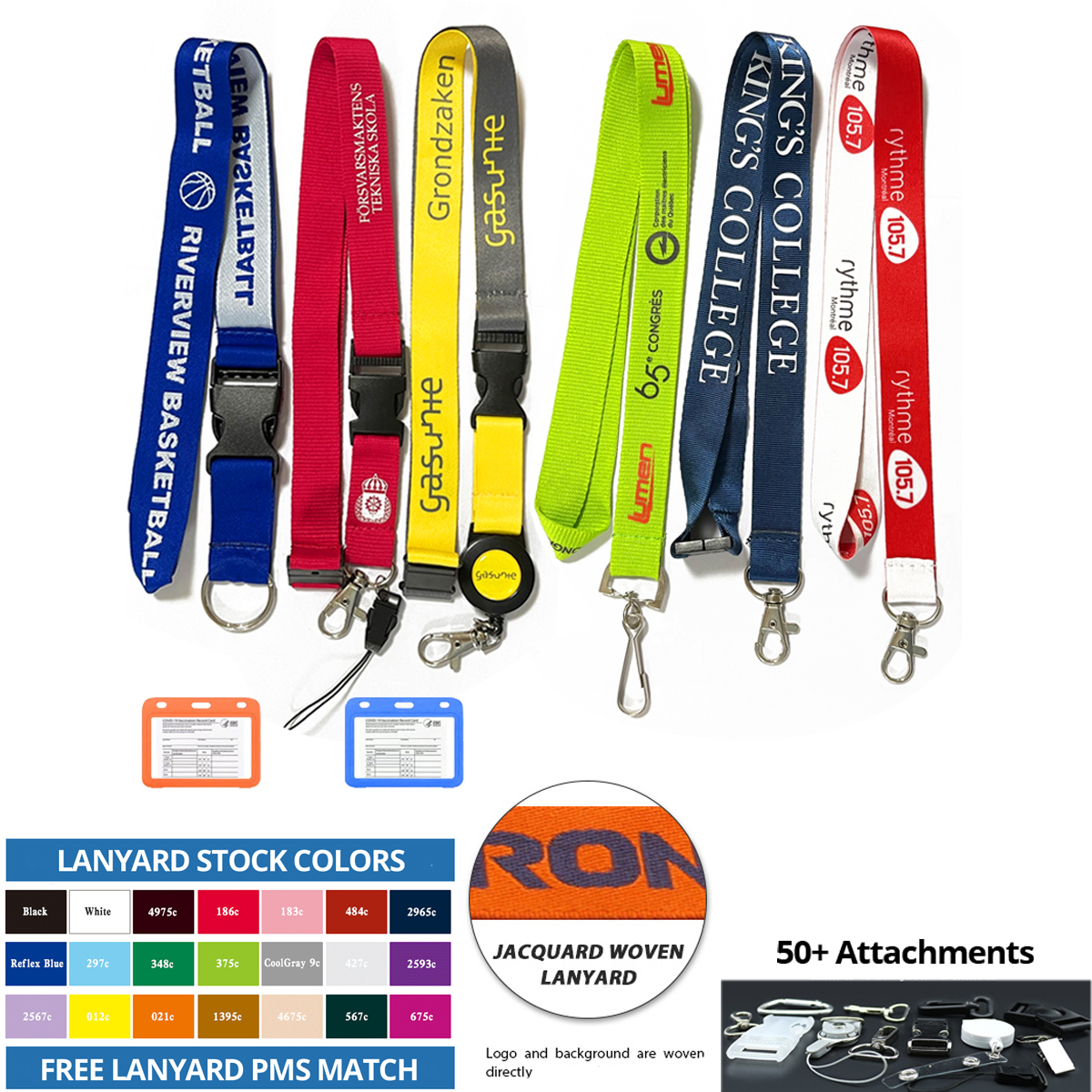 Custom 5/8" Polyester Lanyard - 3 Color Woven Jacquard 1