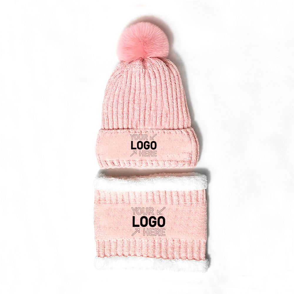 Two-piece fleece warm ear hat and scarf set 4