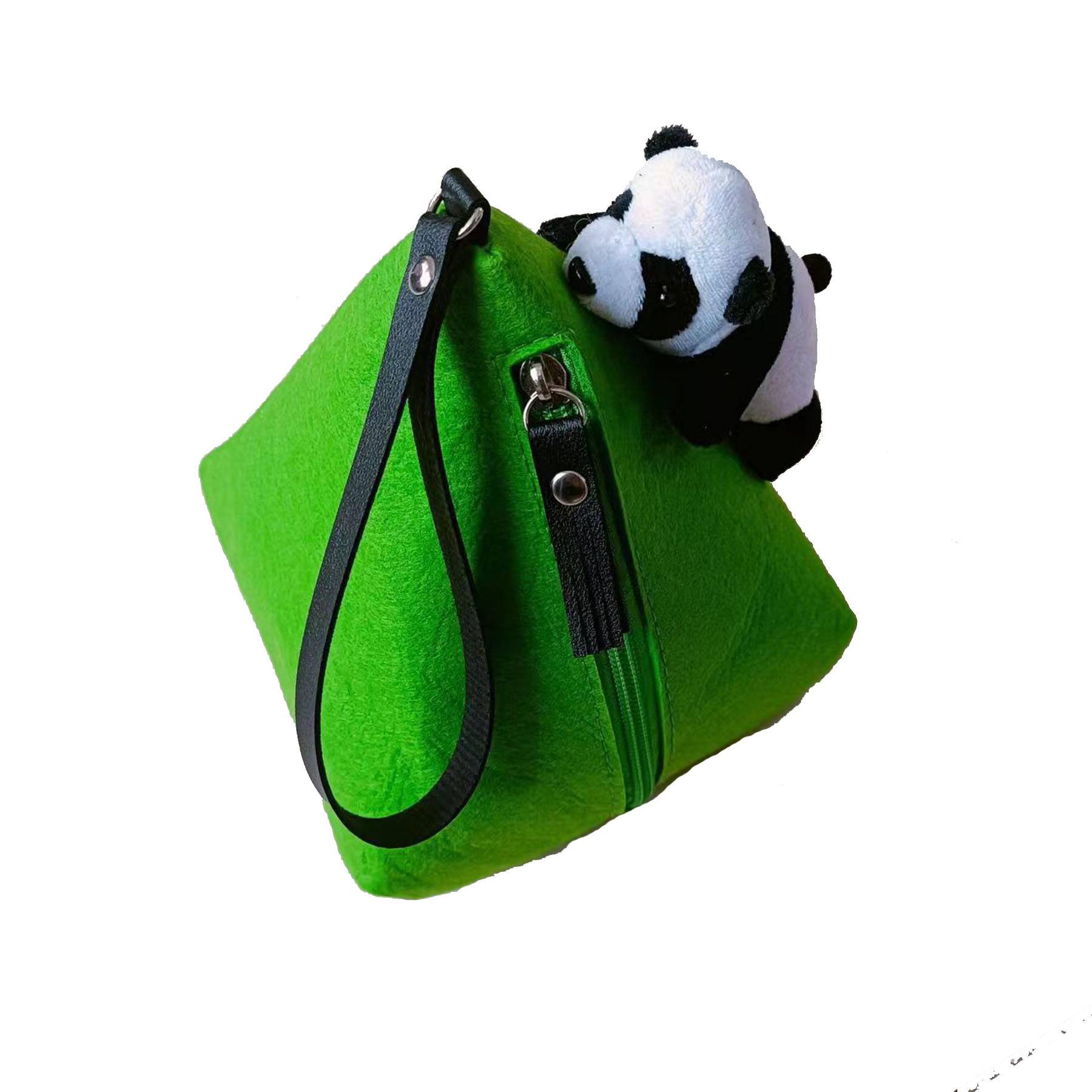 Felt panda coin purse wallet with hanging rope 5