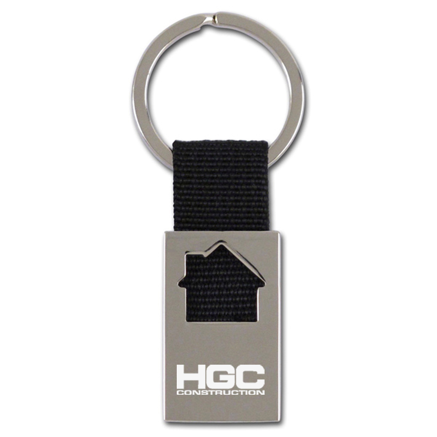 House Shape Keychain - Alloy With Fabric Strap 4