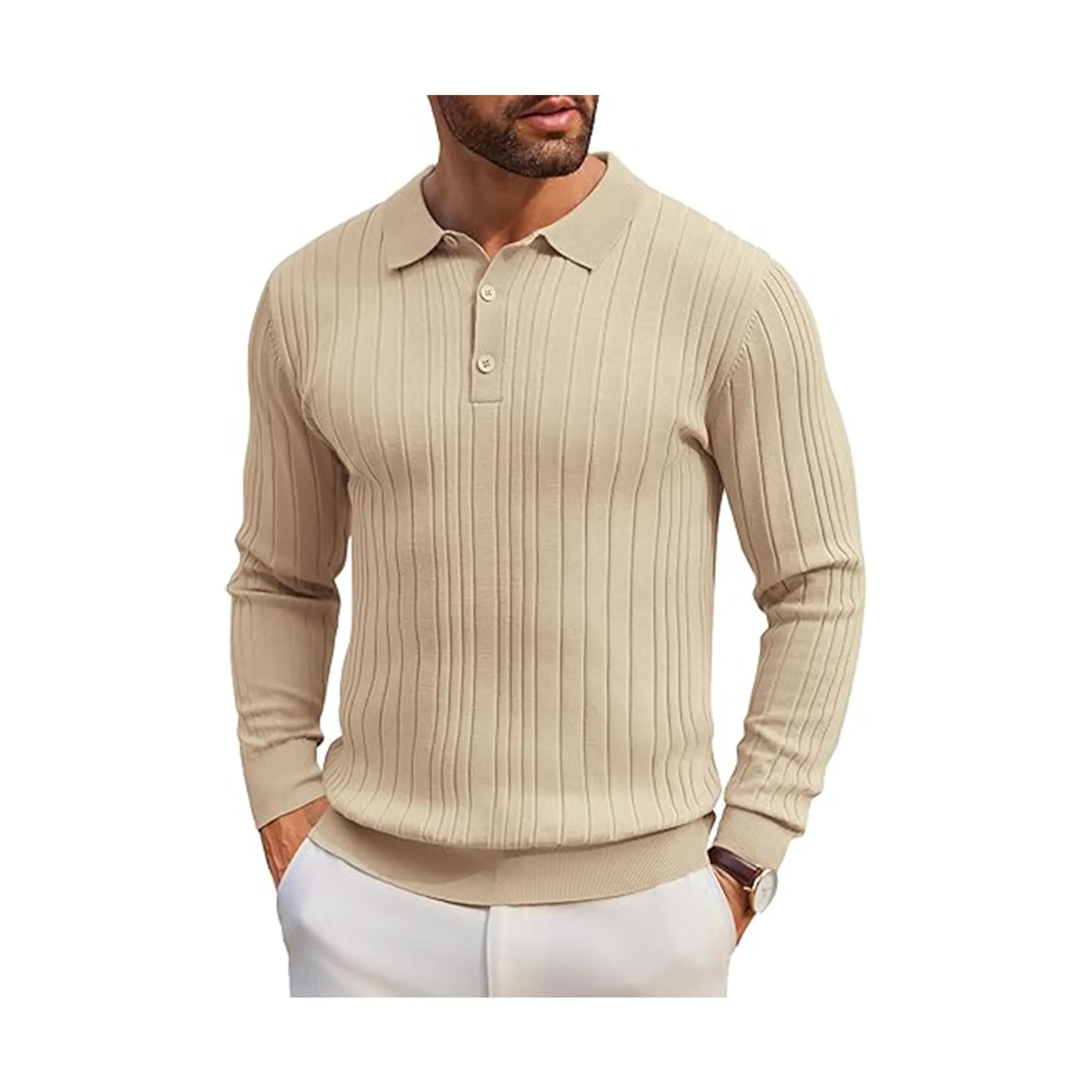 Men's Long Sleeve Knit Polo Shirt 5