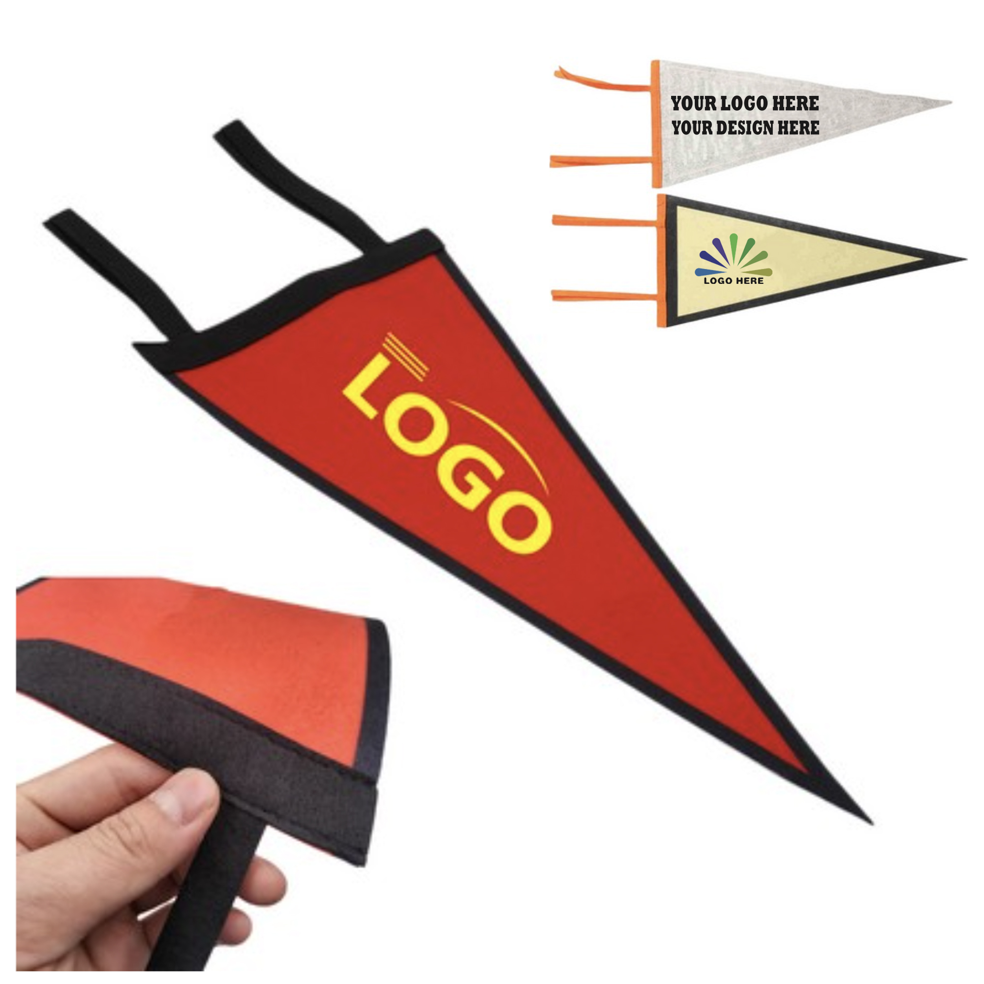 12" x 30" Custom Full Color Felt Pennant Triangle Flags 2