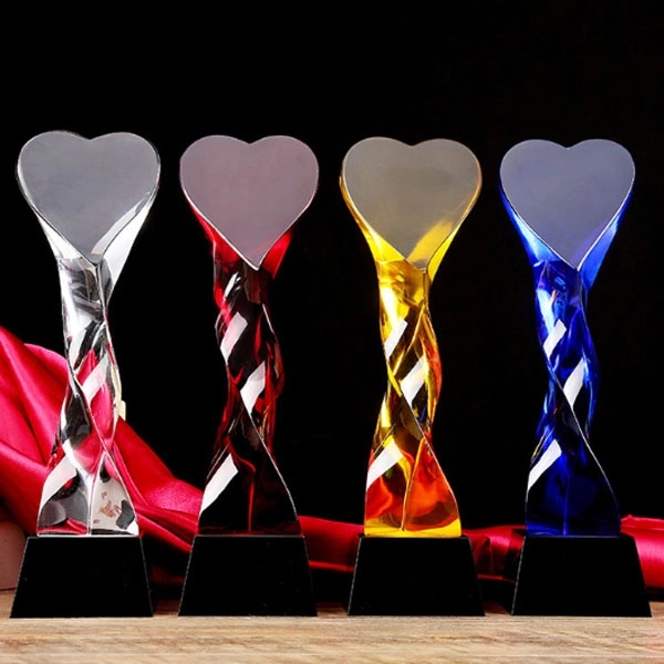 Twisted Colored Heart Shaped Crystal Award 5