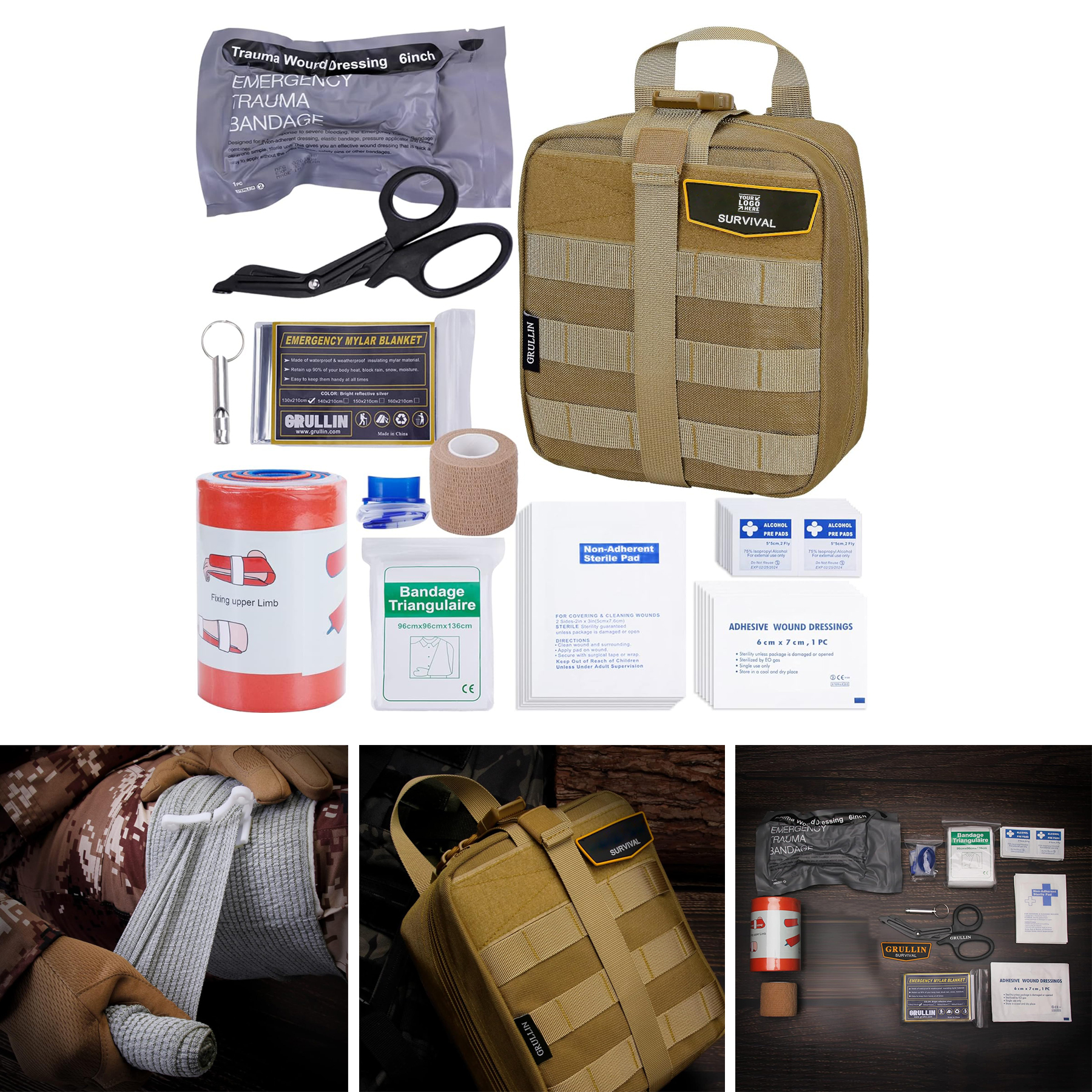 Travel Camping 39 Pieces Tactical Emergency First Aid Survival Kits Trauma Bag Outdoor Gear 2